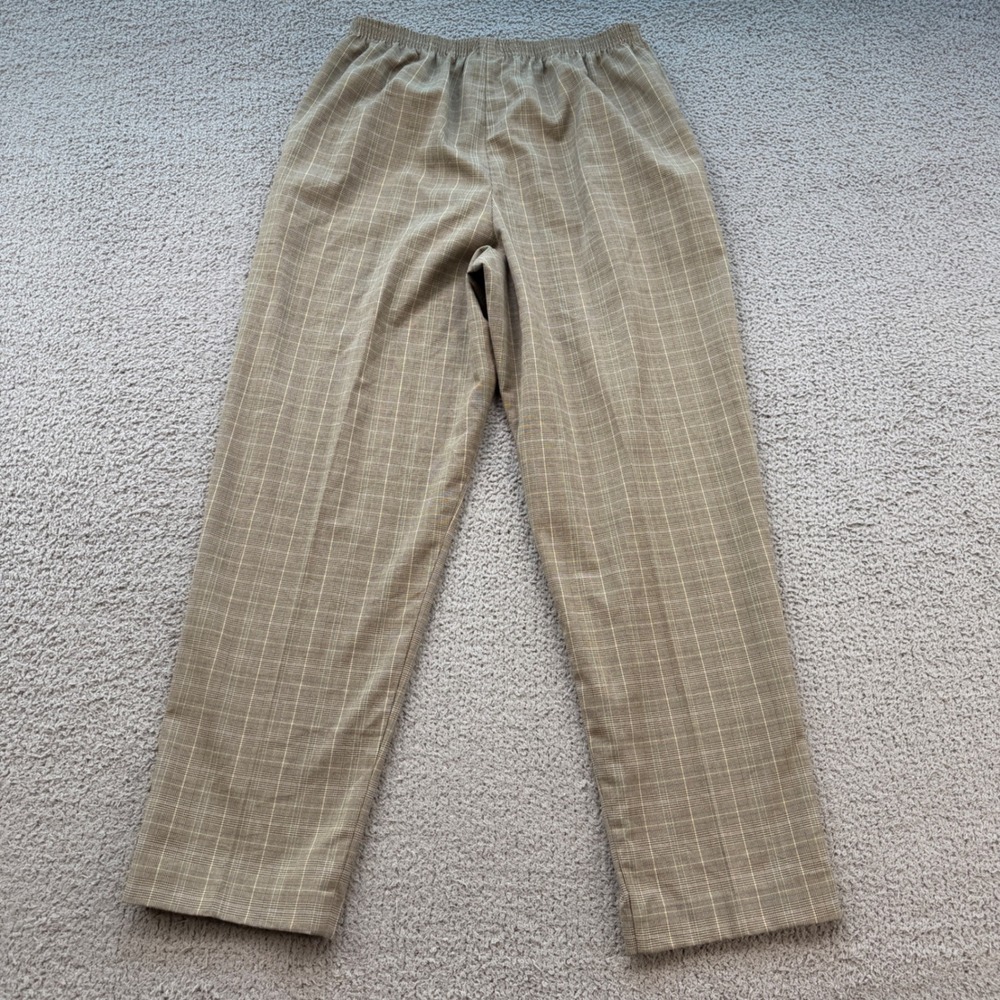 Alfred Dunner Brown Glen Plaid Elastic Waist Pull On Trousers Size 12